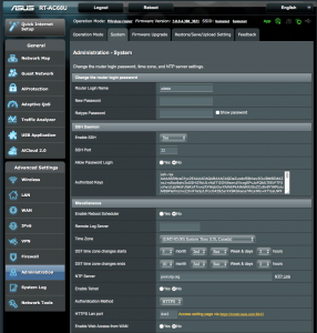 Configure the SSH interface and disable the Internet access to the administration interface.